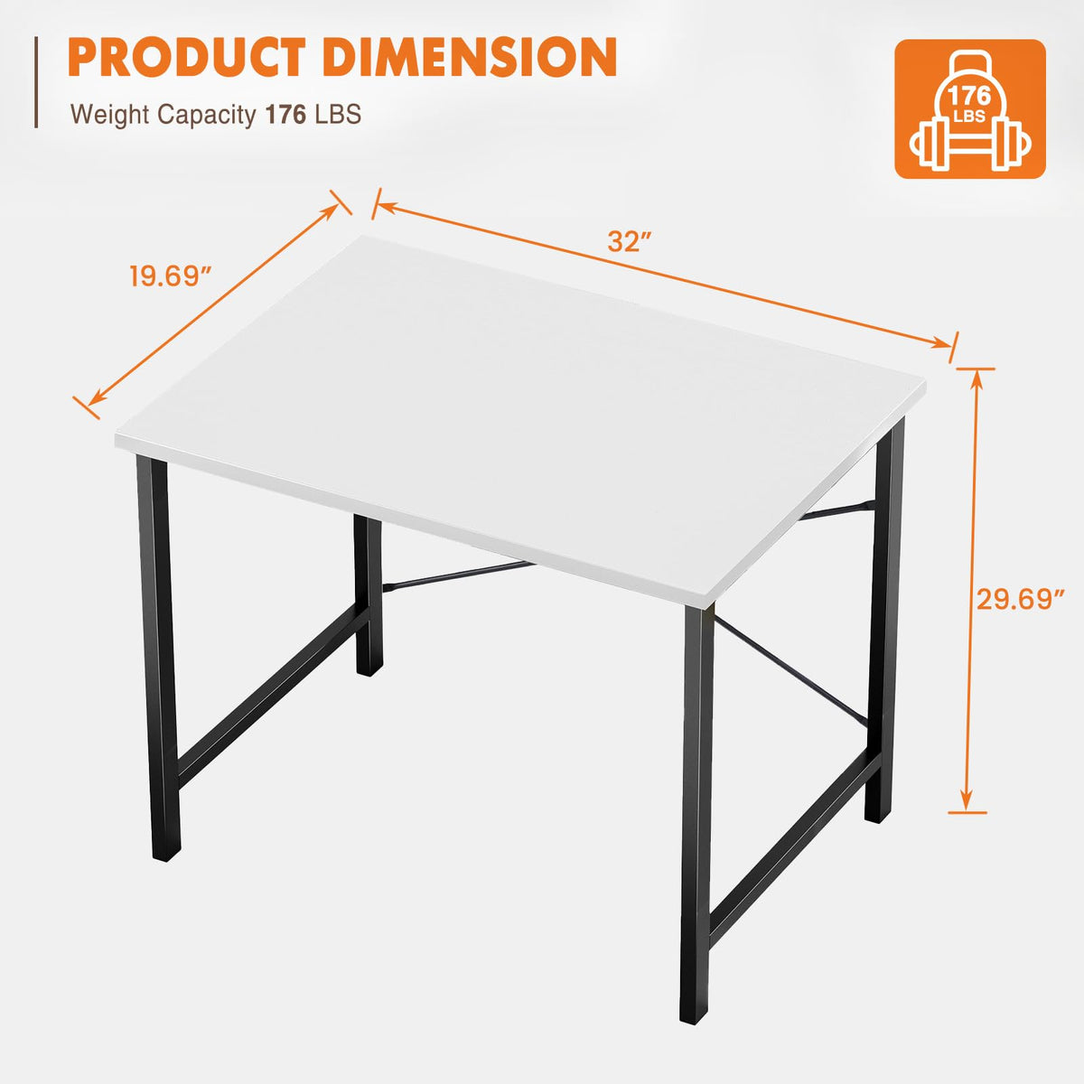 Sweetcrispy 81.3cm Small Computer Desk White and Black