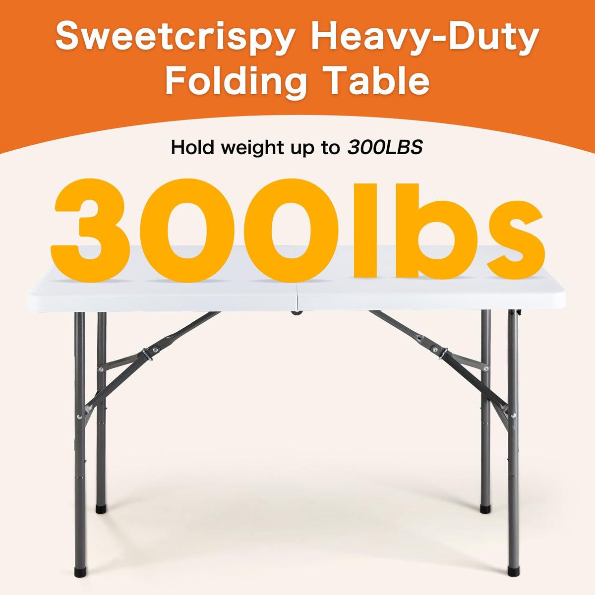 Sweetcrispy 121.9cm Folding Picnic Table with Carrying Handle Basic White