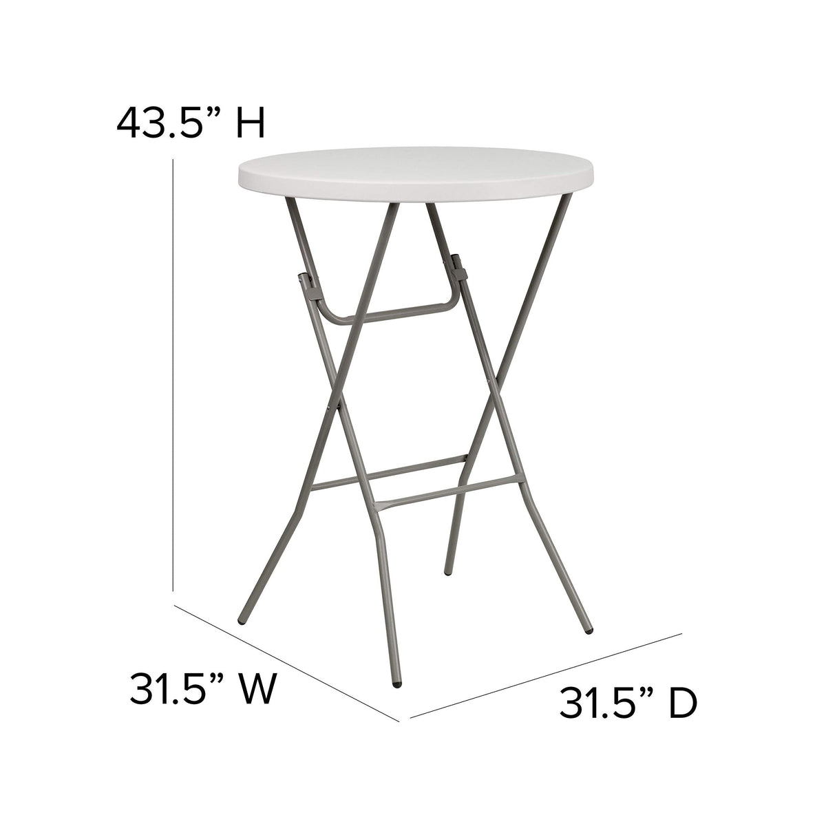 Flash Furniture 80cm Round Folding Bar Height Table Granite White